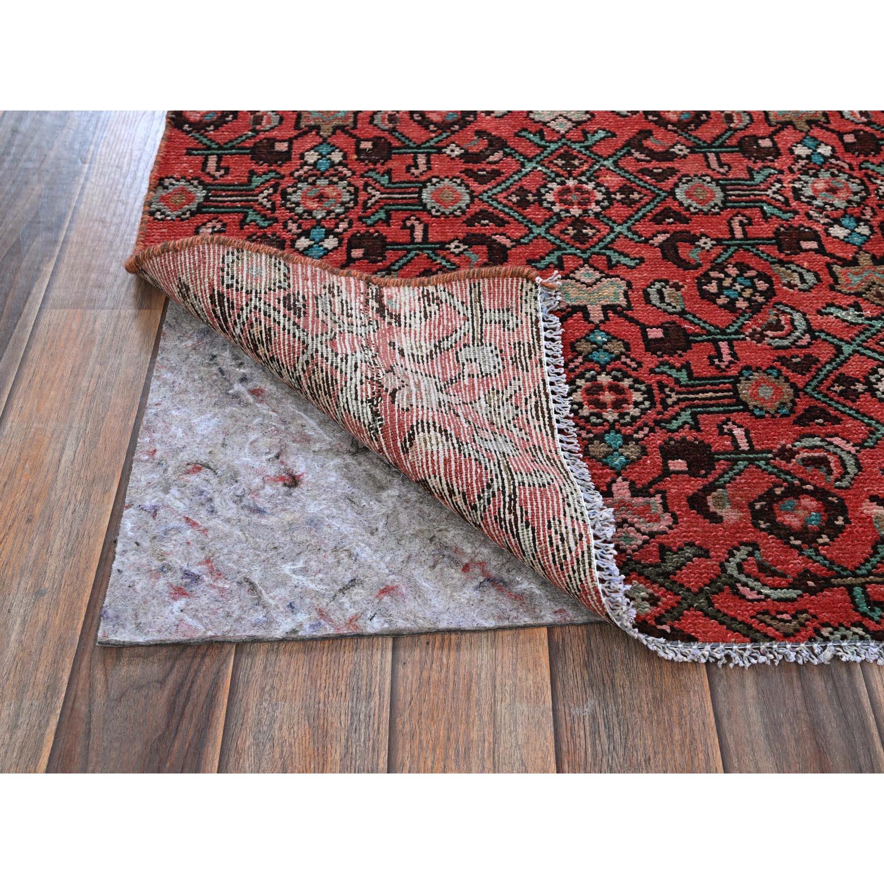 Bohème Tapis oriental rouge vintage persan Hussainabad noué à la main 2'5