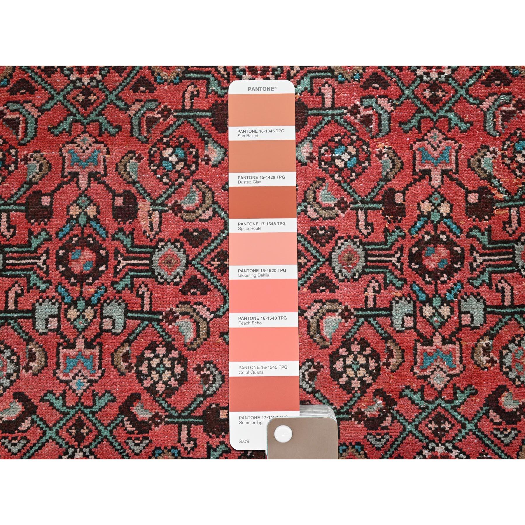 Perse Tapis oriental rouge vintage persan Hussainabad noué à la main 2'5