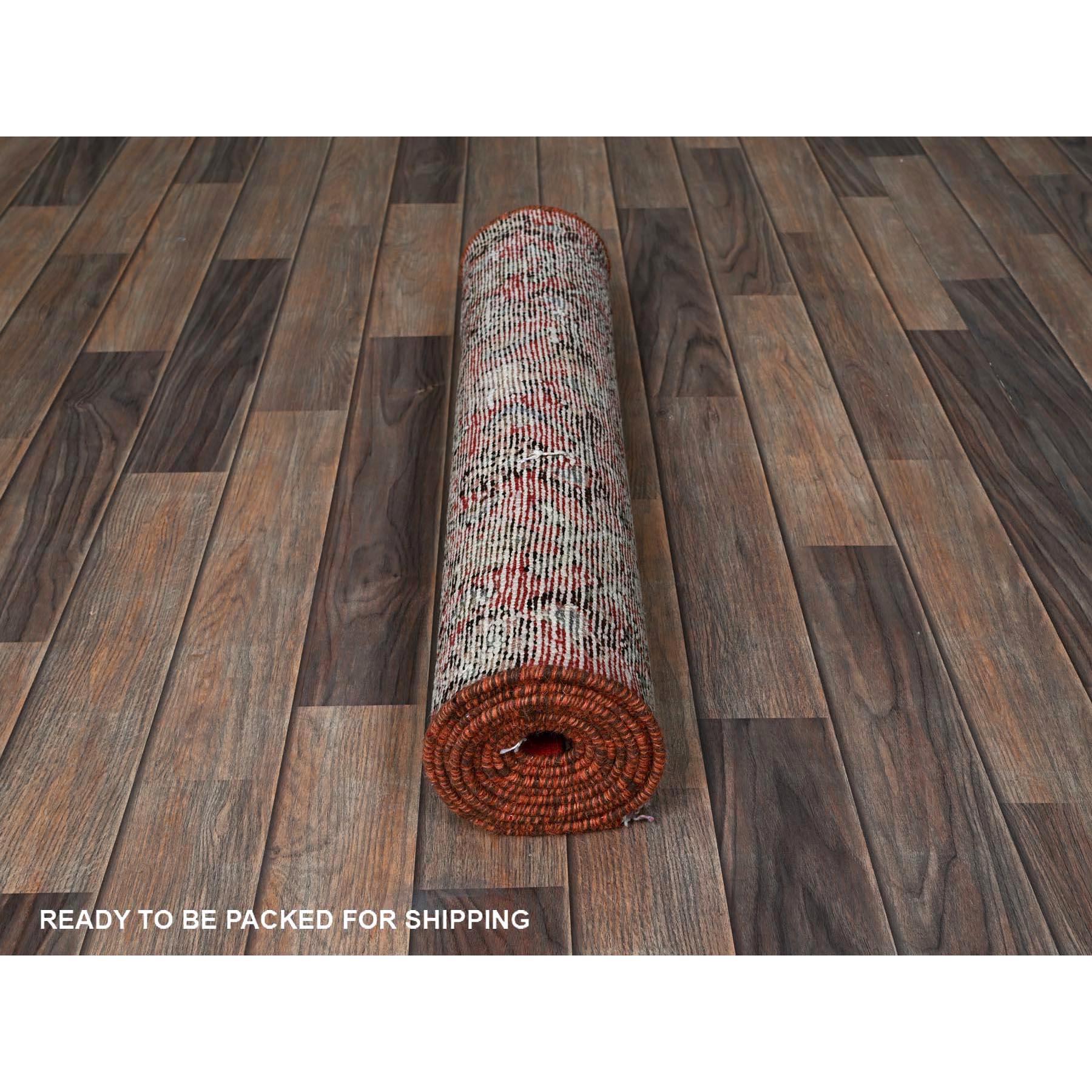 Noué à la main Tapis oriental rouge vintage persan Hussainabad noué à la main 2'5