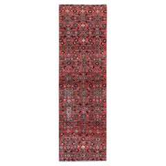 2'5"x8'8" Red Vintage Persian Hussainabad Hand Knotted Wool Runner Oriental Rug