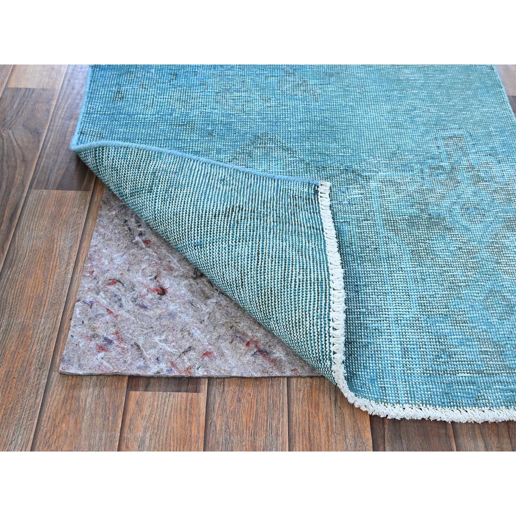Bohémien Tappeto Runner in lana persiana vintage Tabriz annodato a mano con sovratintura blu 2'5 