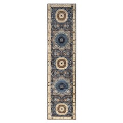 Tapis de laine Mamluk Dynasty 200 KPSI gris extra-doux noué à la main 2'5"x9'10"