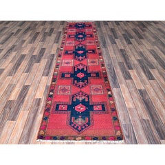 Alfombra Oriental de Lana Anudada a Mano Persa del Noroeste Rosa Sobreteñida 2'5 "x9'10" Alfombra Oriental