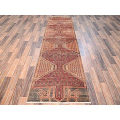 2'5"x9'5" Light Red Vintage Northwest Persian Hand Knotted Pure Wool Runner Rug