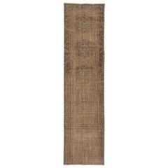 2.5x9.6 Ft Braun Flur Läufer Teppich. Vintage Corridor Rug. Handgefertigter Treppenteppich