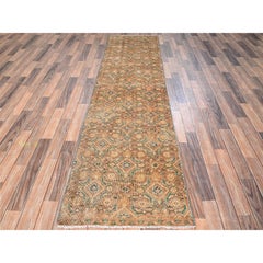 Tappeto Runner in lana persiana annodata a mano 2'5 "x9'7" marrone logoro del nord-ovest