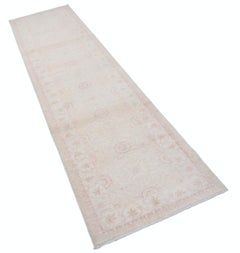 2.5x9.8 ft Hand Knotted Runner Rug. Hallway Rug. Beige Kitchen Rug. Corridor Rug