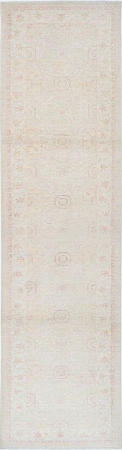 2.5x9.8 ft Hand Knotted Runner Rug. Hallway Rug. Beige Kitchen Rug. Corridor Rug