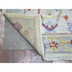 2'5"x9'8" Silver Gray, Pure Wool Hand Knotted, Afghan Angora Ushak, Runner Rug