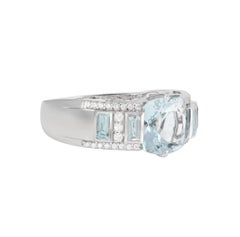 Sunita Nahata Aquamarine 2.60ct. Men's Ring in 18Karat White Gold with Diamond.