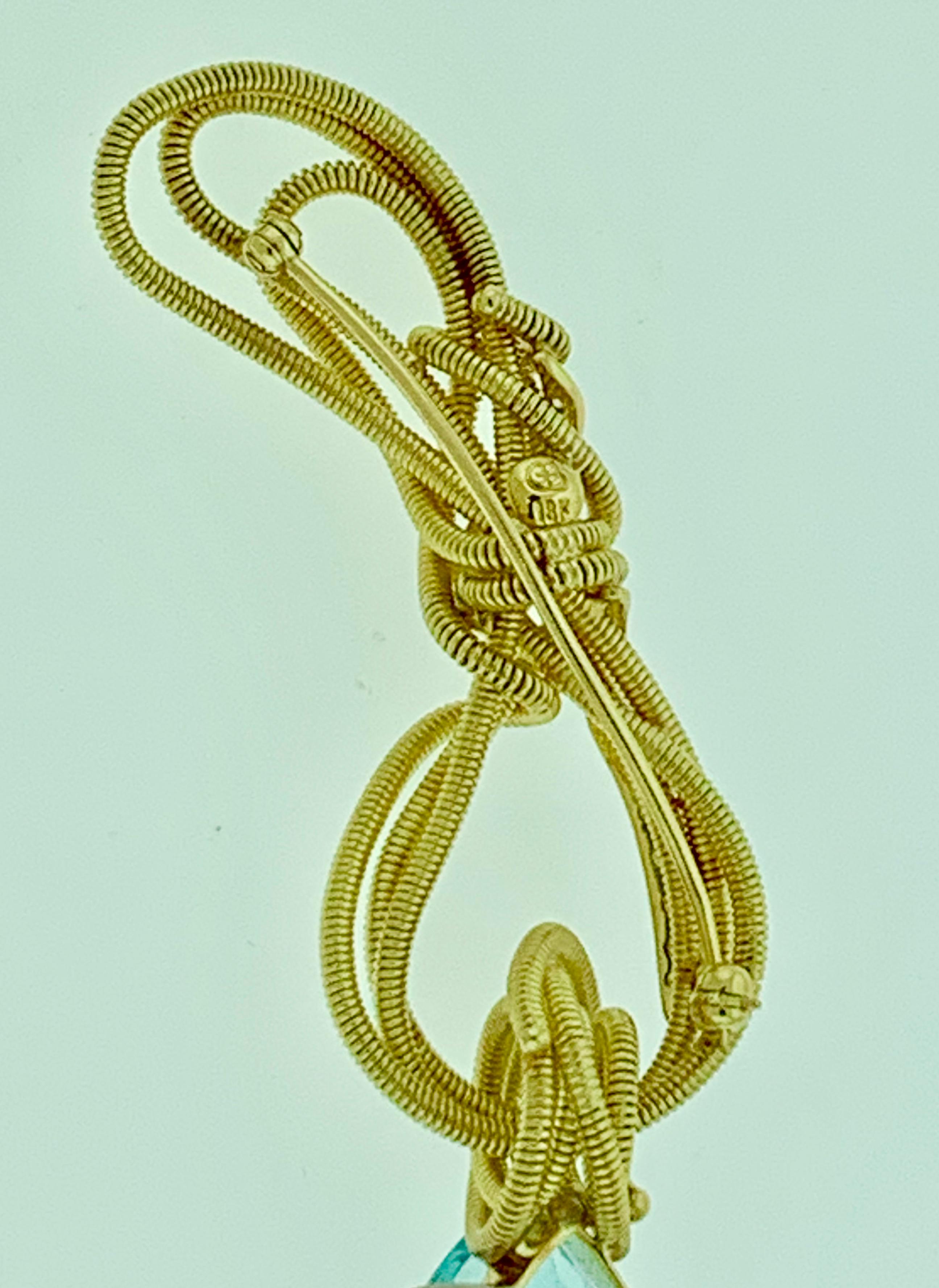 26 Carat Aquamarine and Diamond Pendant /Pin in 18 Karat Yellow Gold Gloria Bass 2