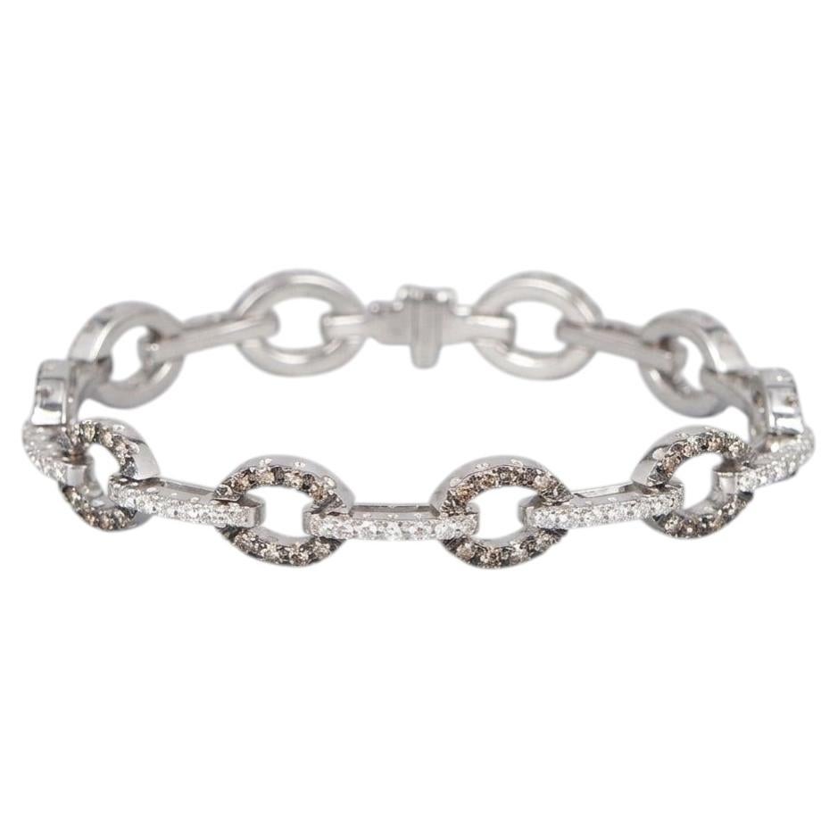 2.6 Carat Chocolate Brown and White Diamond Oval Link Bracelet For Sale