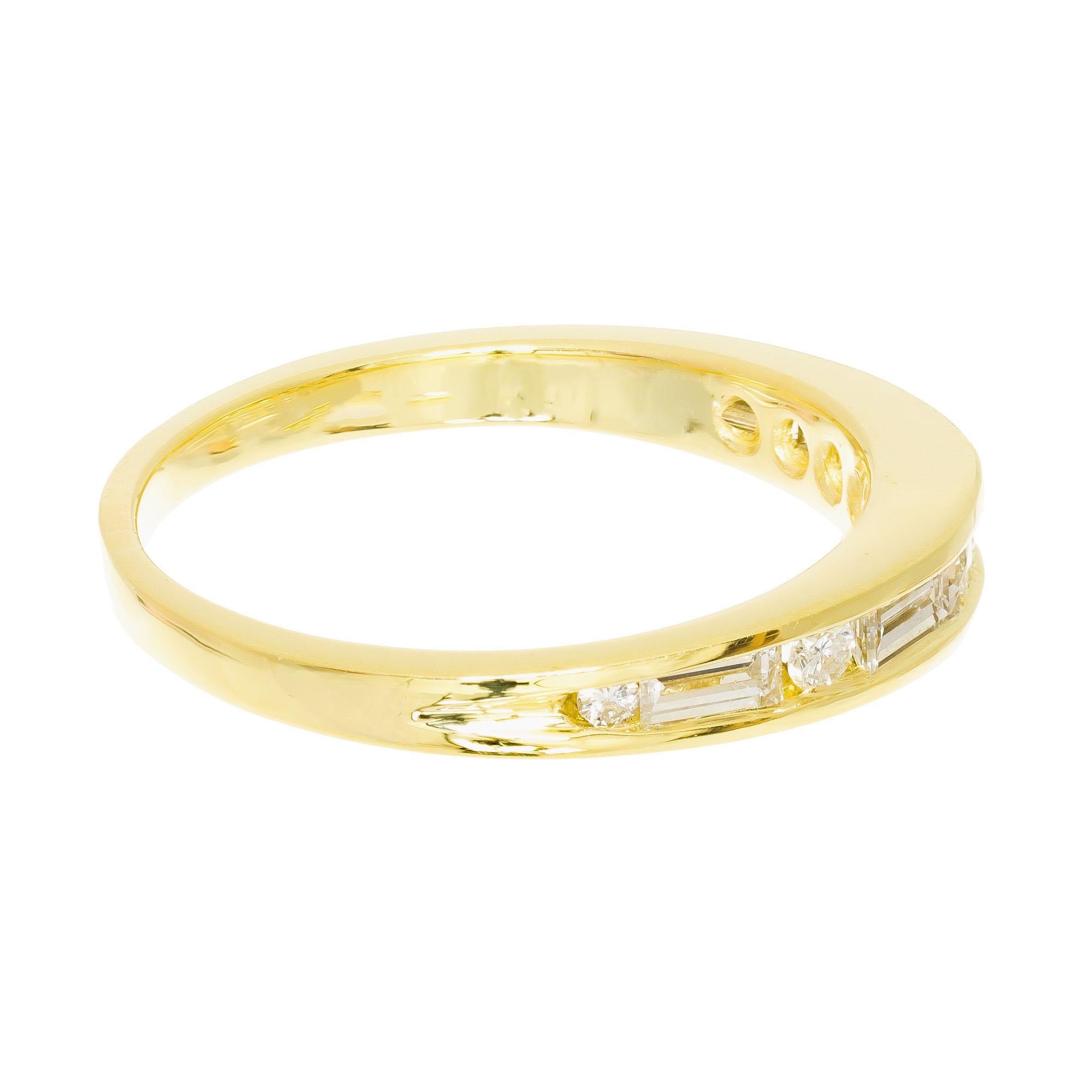 Round Cut .26 Carat Diamond Yellow Gold Channel Set Domed Band Ring For Sale