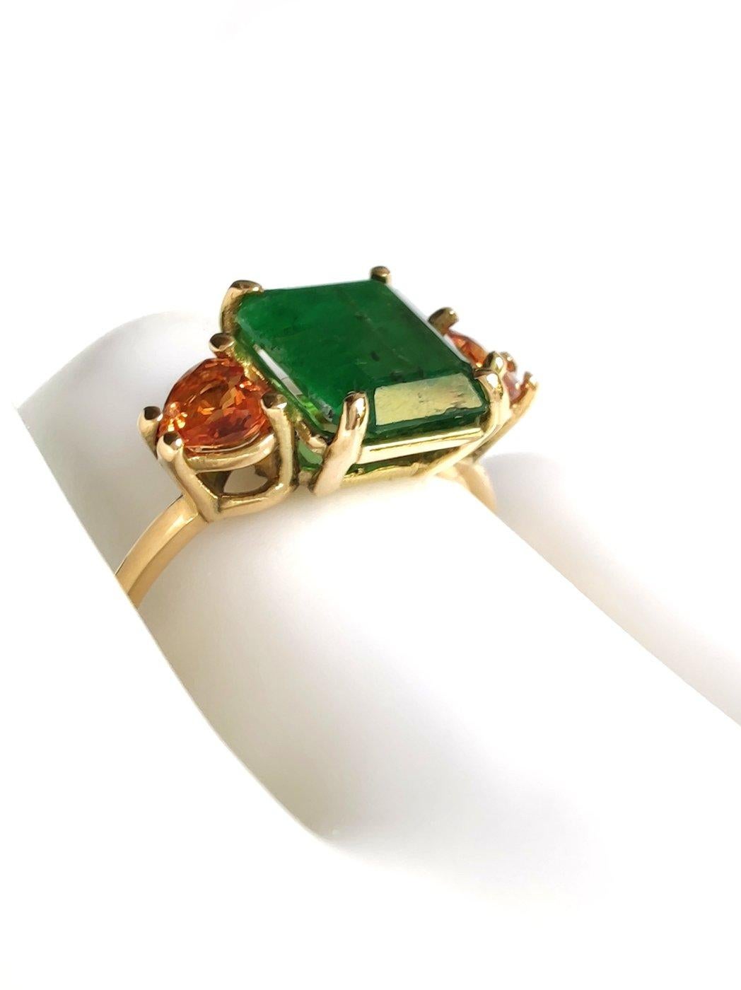 Contemporary  2.6 Carat  Emerald Citrines  Ring