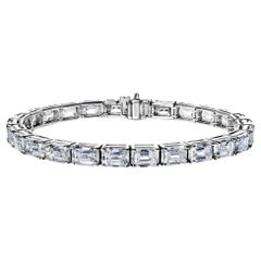 Bracelet tennis avec diamants taille émeraude de 26 carats certifiés