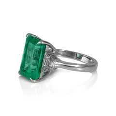 6 Carat Natural Emerald Diamond Engagement Ring Set in 18K Gold, Cocktail Ring