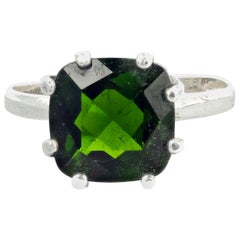 mens chrome diopside rings Gemjunky Brilliant Green 2.6 Carat Glittering Chrome Diopside Silver Ring