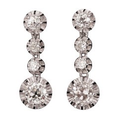 Platinum ans 2.6 Carat Diamonds French Art Deco Earrings Platinum ans 2.6 Carat Diamonds French Art Deco Earrings
