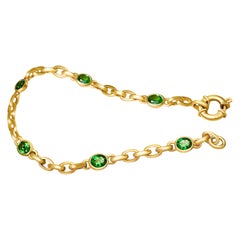 2.6 Carat Intense Green Tsavorite 18 Karat Matte Yellow Gold Bracelet