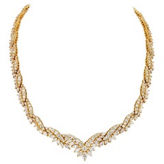 26 Carat Marquise and Round Cut Diamond Wreath Cluster Necklace