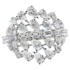 2.6 Carat Mixed Cut Diamond Statement Dome Ring 14 Karat White Gold Fine Jewelry