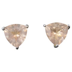 Modern 2.6ctw Peach Morganite Stud Earrings in Sterling Silver