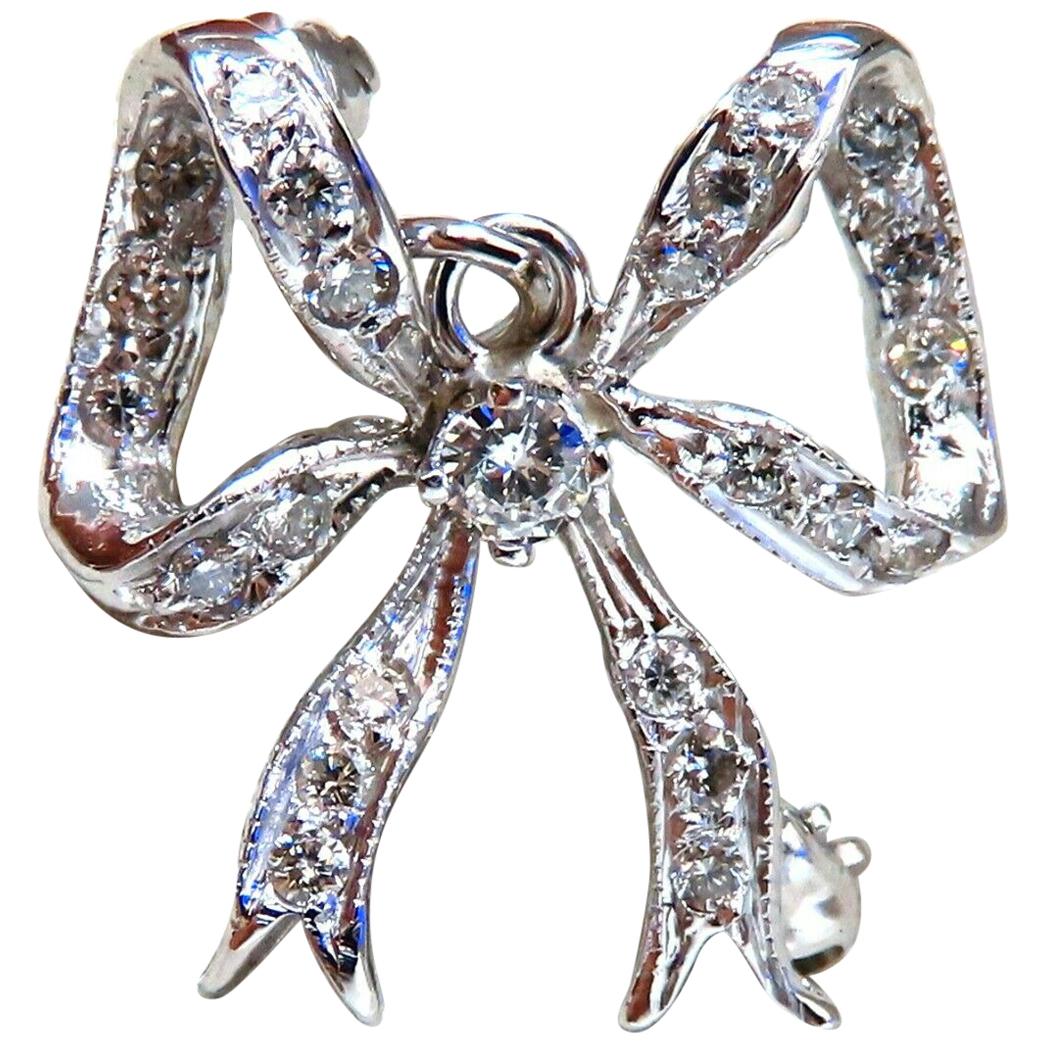 .26 Carat Natural Diamonds 3D Bow Brooch Pin 14 Karat