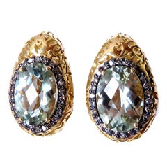 26 Carat Natural Green Amethyst & Fancy Colored Diamond Earrings 18kt Garavelli