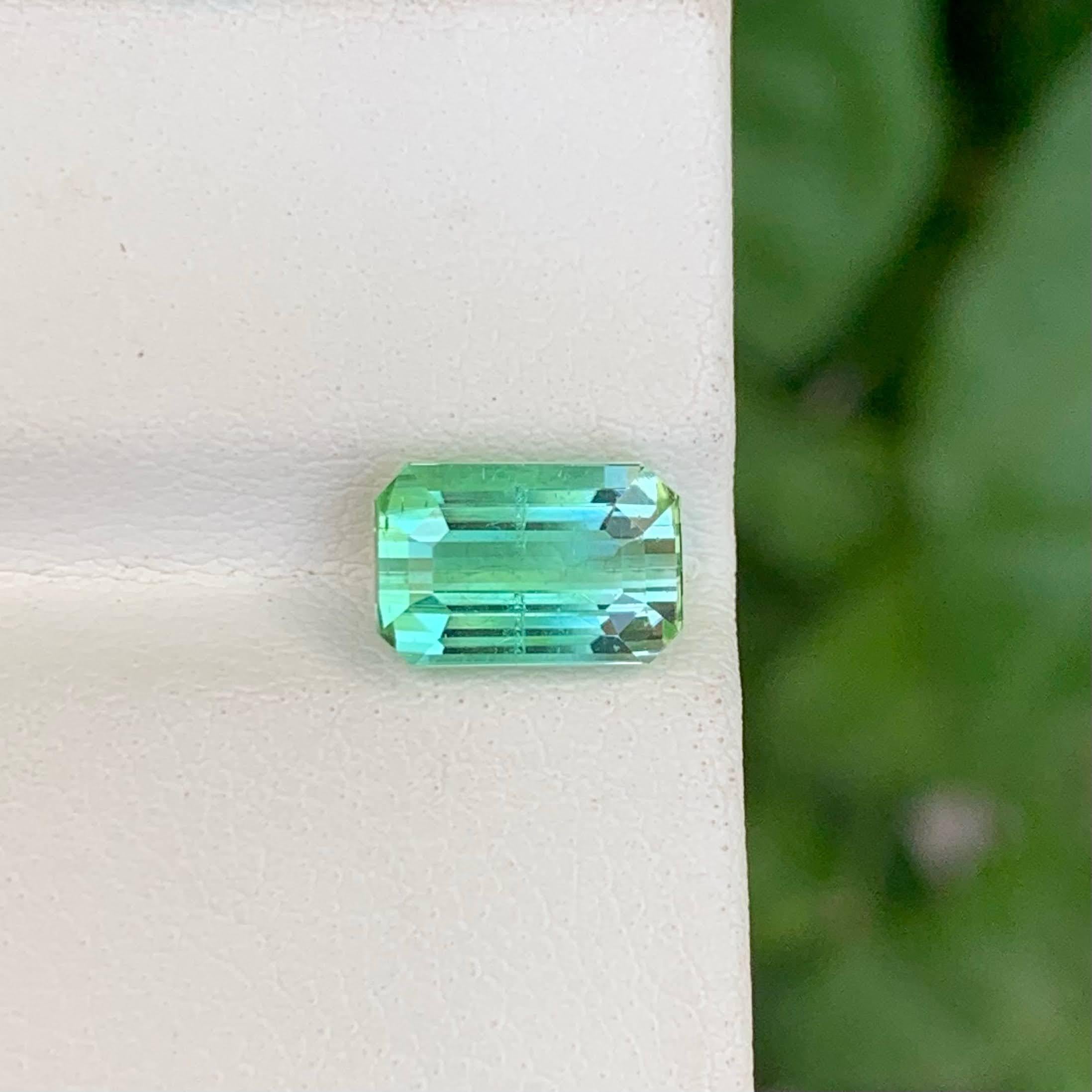 Gewicht 2,60 Karat
Abmessungen 9x5.9x5.2mm
Behandlung Keine
Herkunft Afghanistan 
Klarheit VVS 
Form Schliff Smaragd 
NA



Dieser 2,60 Karat schwere, lose Lagoon Mint Green Turmalin hat einen erfrischenden, pastellgrünen Farbton, der an tropische
