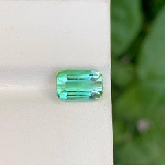 2.6 Carat Natural Loose Lagoon Mint Green Tourmaline Emerald Cut Afghan Gemstone