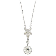2.60 Carat Old European Cut Diamond Antique Style Pendentif Drop Necklace