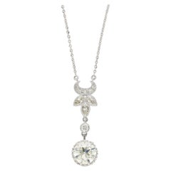 2.60 Carat Old European Cut Diamond Antique Style Pendentif Drop Necklace