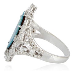 2.6 Carat Opal Diamond 18 Karat White Gold Cocktail Ring