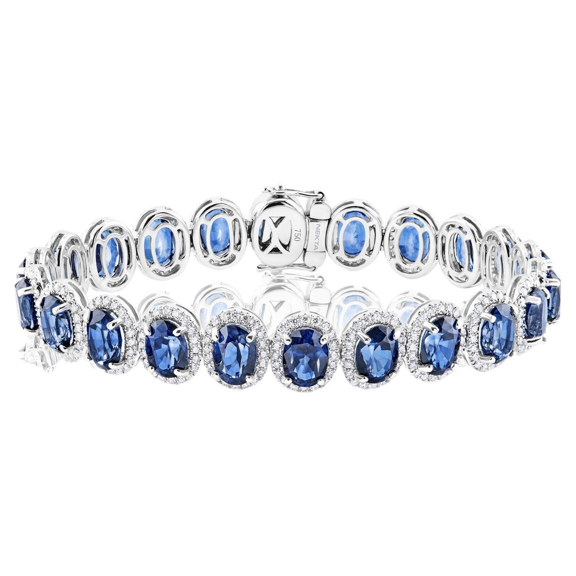 26 Carat Oval Cut J'adore Blue Sapphire Bracelet Certified en vente