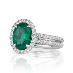 Bague à diamant ovale de 2,6 carats en or blanc 14K Effortless Elegance