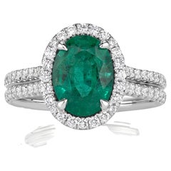 Bague à diamant ovale de 2,6 carats en or blanc 14K Effortless Elegance