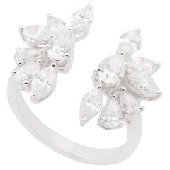 Anello con pera e diamante marquise da 2,6 carati Gioielli fatti a mano in oro bianco 18 carati