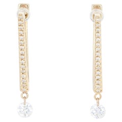 .26 Carat Round Brilliant Diamond Earrings, 14 Karat Gold Pierced Triangle Hoops