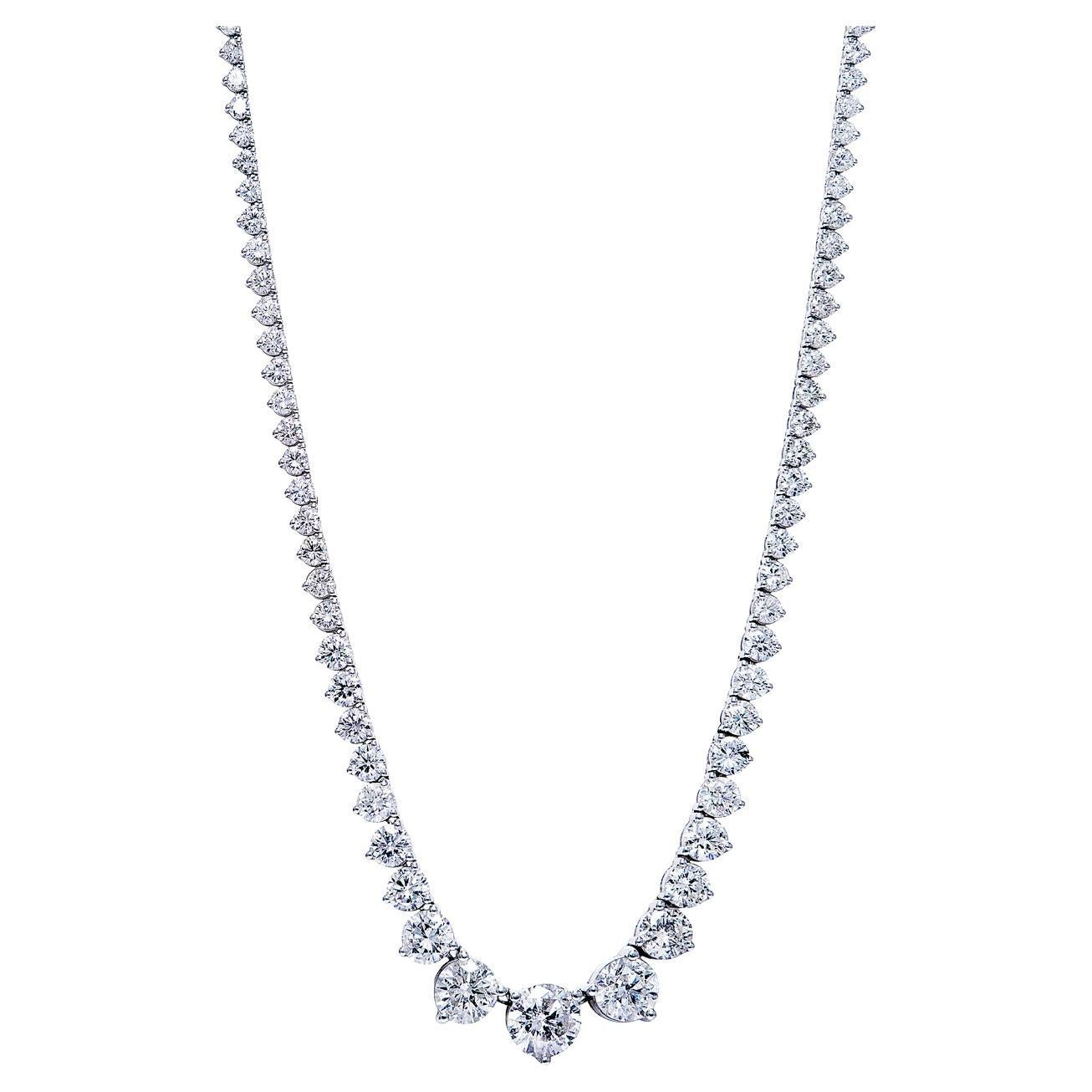 26 Carat Round Brilliant Diamond Riviera Necklace Certified For Sale