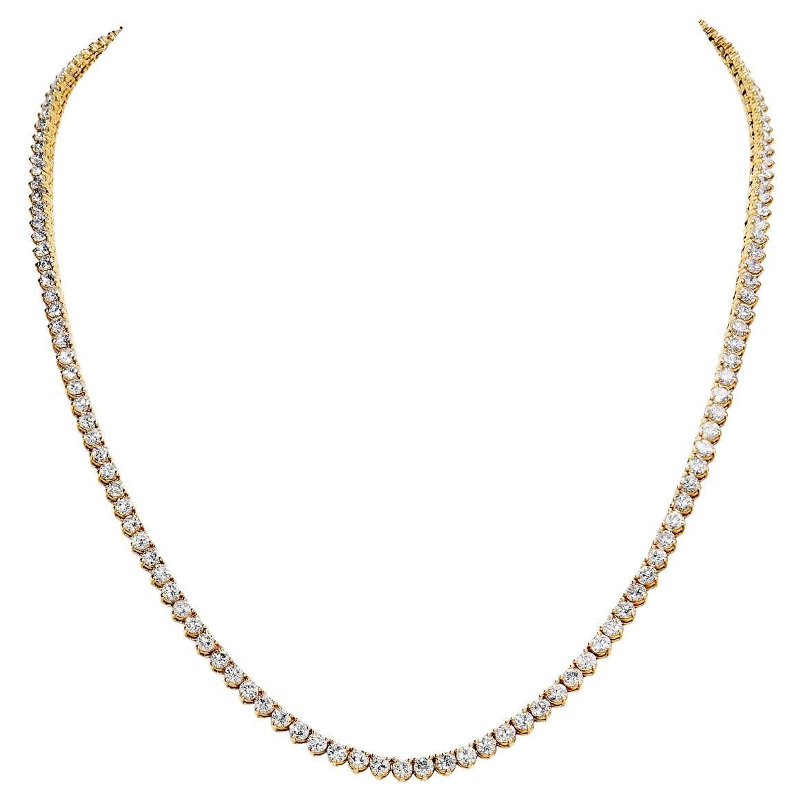 26 Carat Round Brilliant Diamond Tennis Necklace Certified For Sale