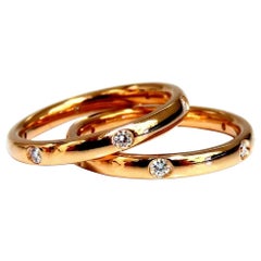 Bague à deux anneaux en or 18 carats avec diamants ronds de 0,26 carat
