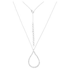 2.6 Carat SI Clarity HI Color Diamond Drop Pendant Necklace 14 Karat White Gold
