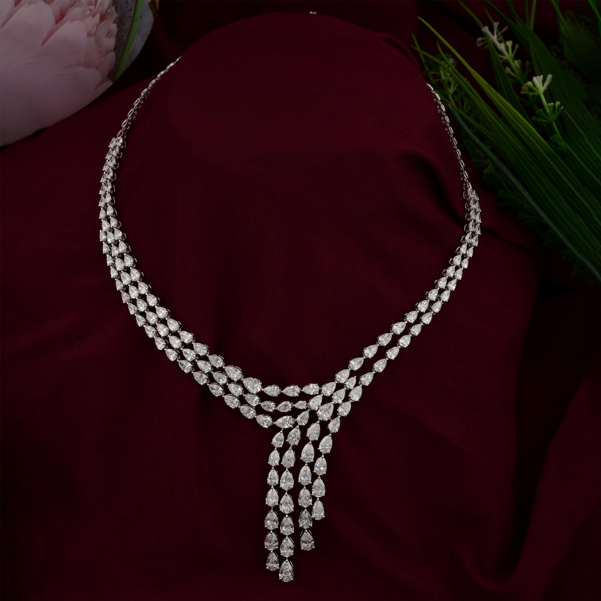 26 Carat SI Clarity HI Color Pear Diamond Necklace 18 Karat White Gold Jewelry In New Condition For Sale In Diera, Dubai
