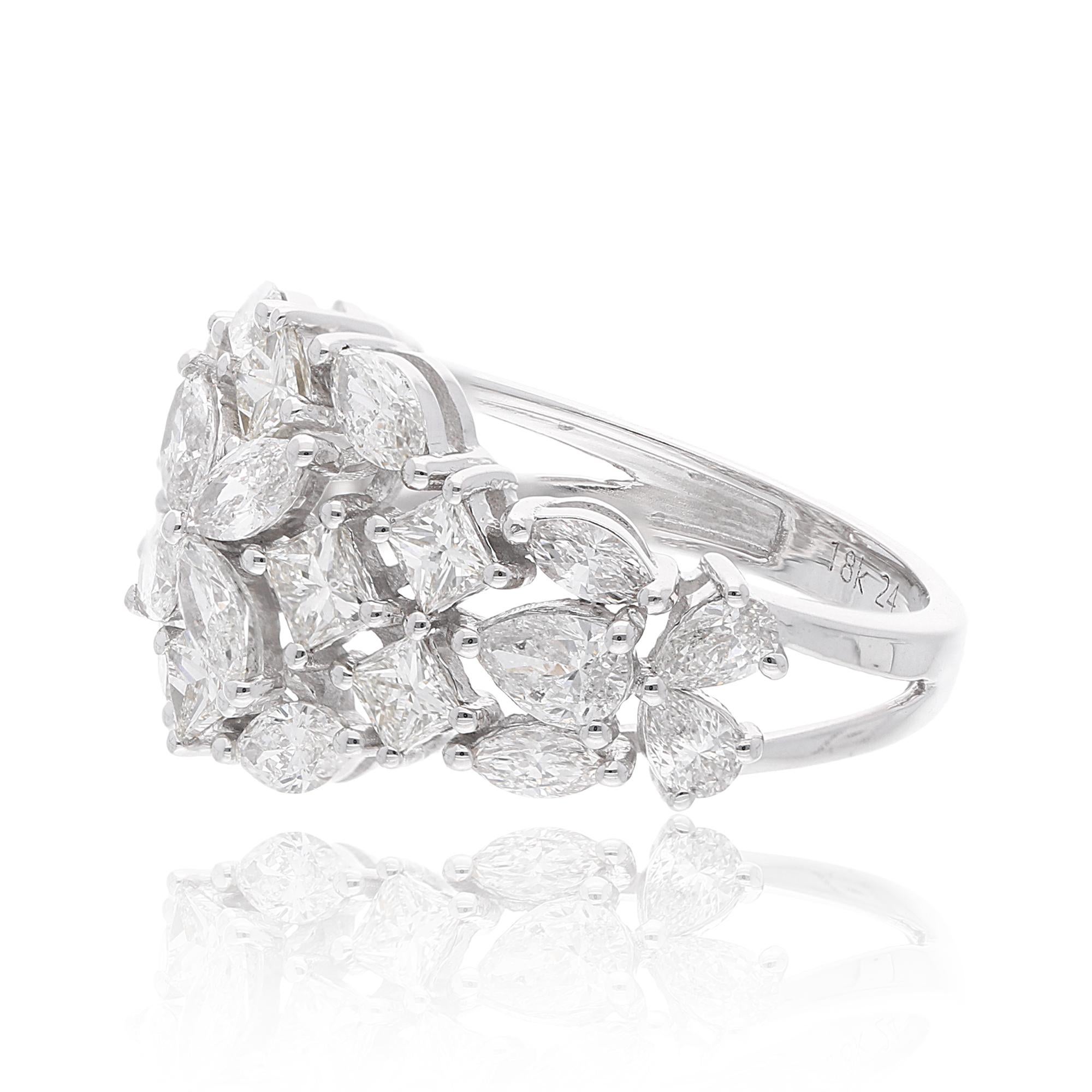18 Karat Weißgold-Schmuck mit 2,6 Karat SI/H Diamantring mit Marquise-Diamant im Prinzessinnenschliff (Moderne) im Angebot