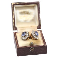 2.6 Ct Diamonds Sapphires Gold Twin Ring 14K Boxed, 1960