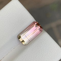 2.6 Ct Dual Shades Peach Pink Tourmaline Emerald Cut Gemstone for Jewellery 11mm