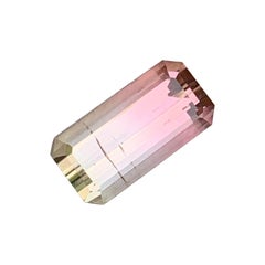2.6 Ct Dual Shades Peach Pink Tourmaline Emerald Cut Gemstone for Jewellery 11mm