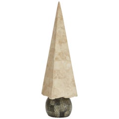 26 in. Tall Post Modern Tessellated Stone Obelisk, 1990s