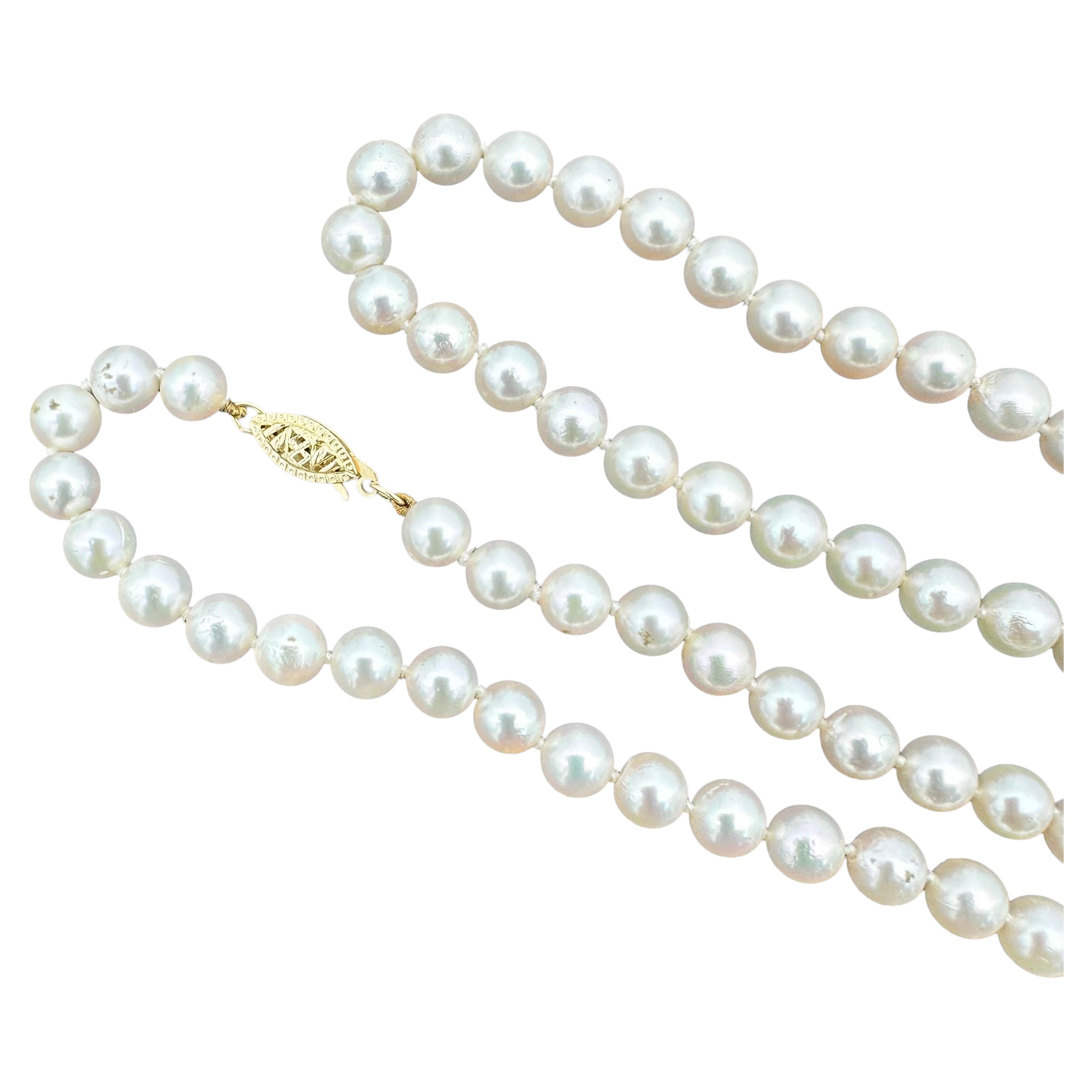 Collana di fili di perle Opera Akoya da 6,3 mm in oro 14 carati da 26 pollici