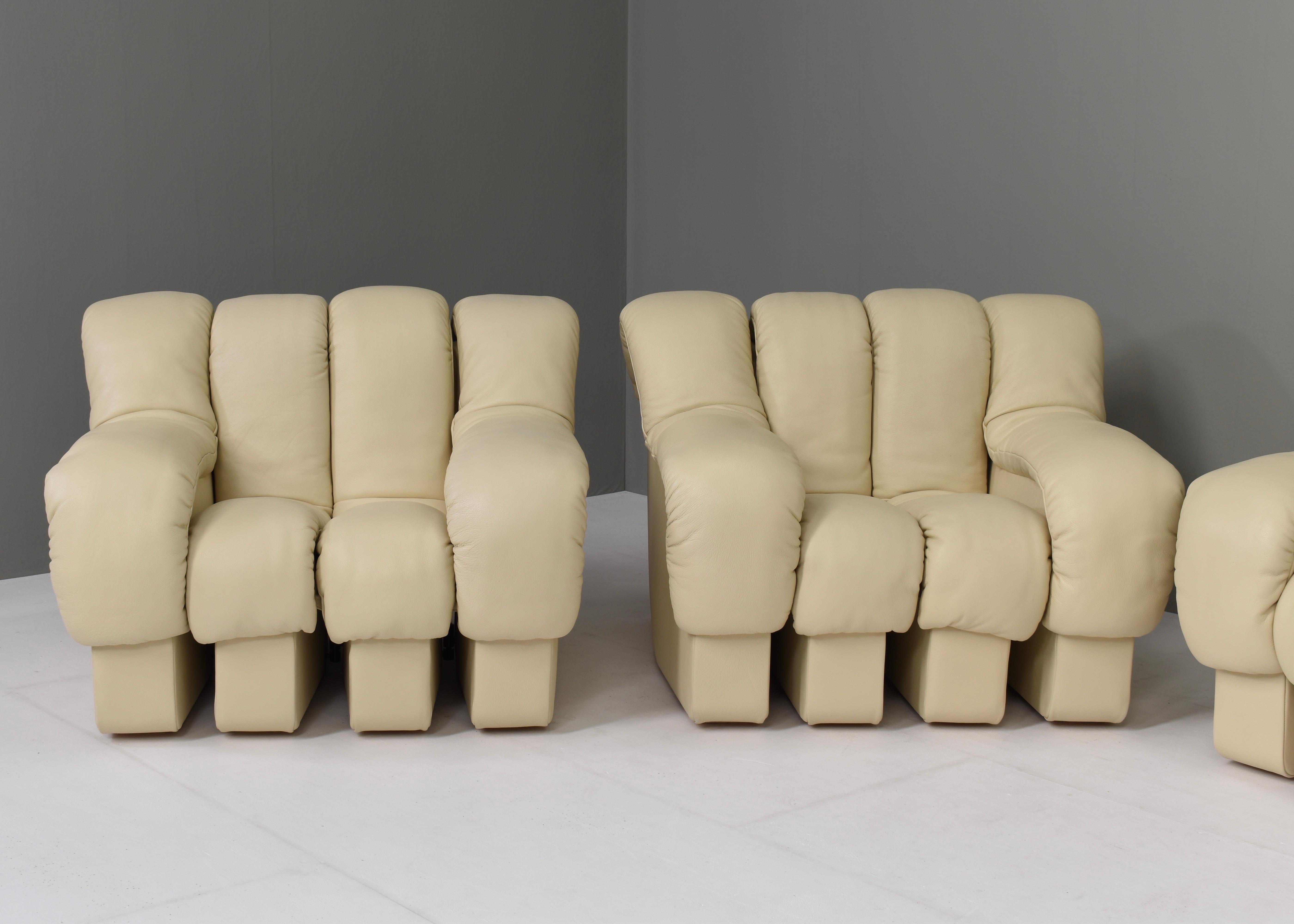26 Pieces Ds600 Sectional Sofa and Chairs by De Sede in Crème Leather 1